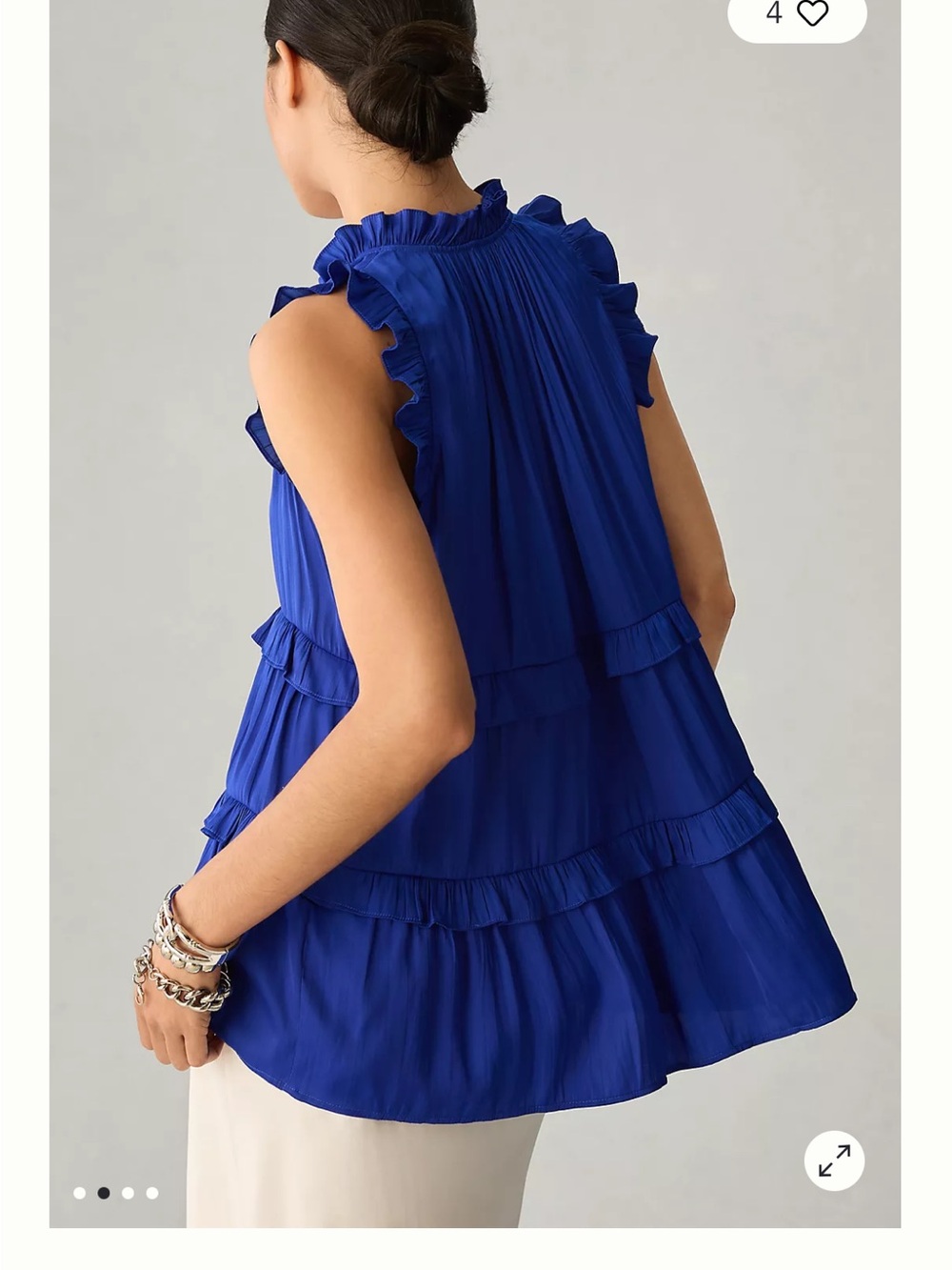 Anthropologie Royal Blue Ruffle Tiered Sleeveless Top size XL - Picture 2 of 4